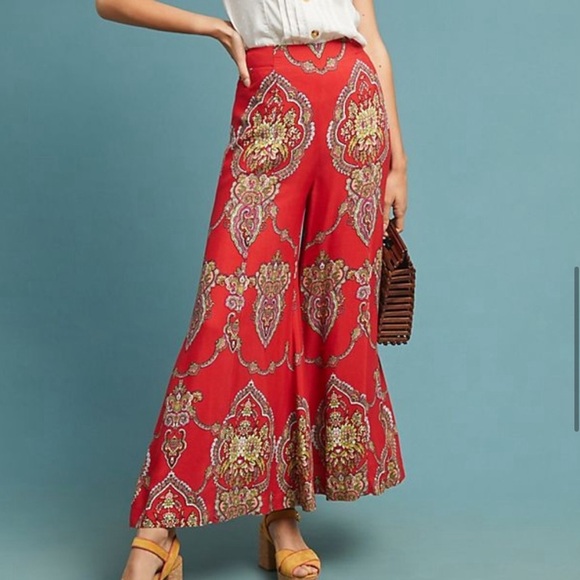 Anthropologie red Manon Flared Pants - Picture 4 of 11